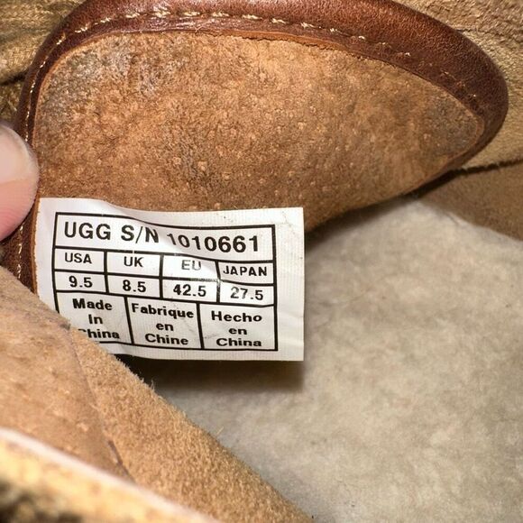 UGG Men’s Brown Pattern Suede Sherpa Lined Lace Up Booties Size 9.5 GUC main image 9